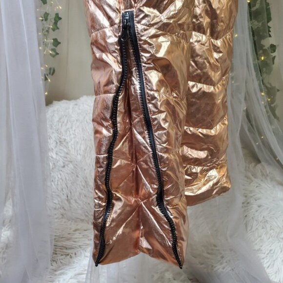 Women's Puffer Waterproof Snow Suit Faux Fur Hood Hood Size M NWOT Zip Legs Belt - Picture 3 of 7